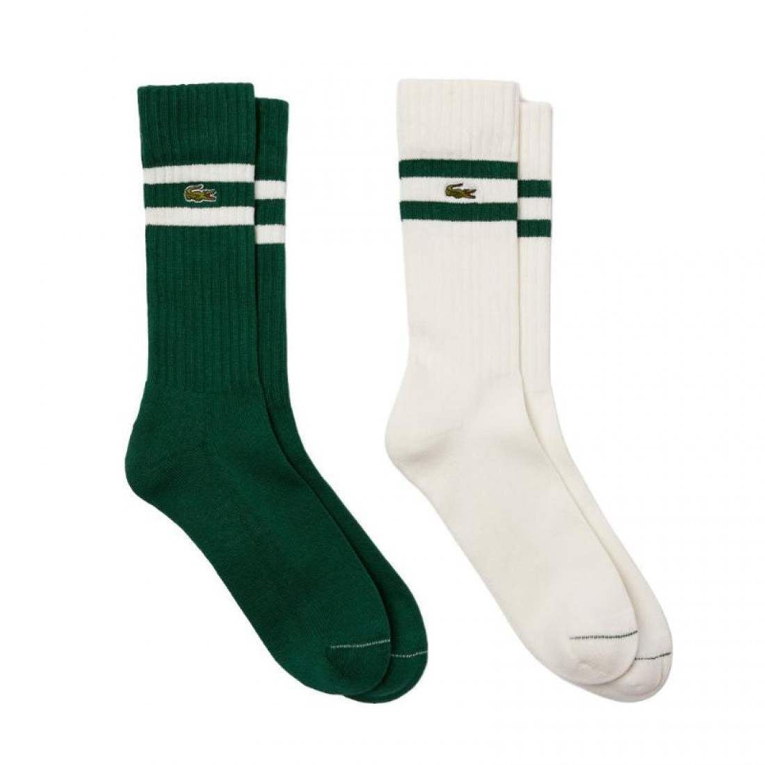 Calcetines Lacoste Corte Alto Blanco Verde (2-Pack)